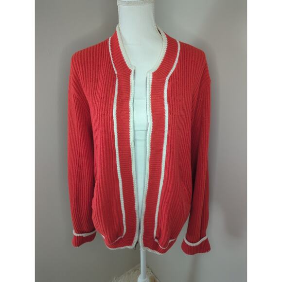 Orlon Sweaters - Orlon by campus 50s 60s vintage retro red and white zip up sweater rare